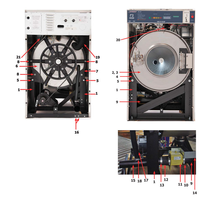 Dexter T-350 Express Vended Washer - Chassis And Drain